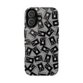 Magnetic Phone Case – Black & Gray Repeating 'R' Logo Pattern