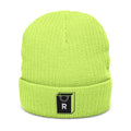 Embroidered Ribbed Beanie - Minimal Horseshoe & R Patch, Cozy Winter Hat